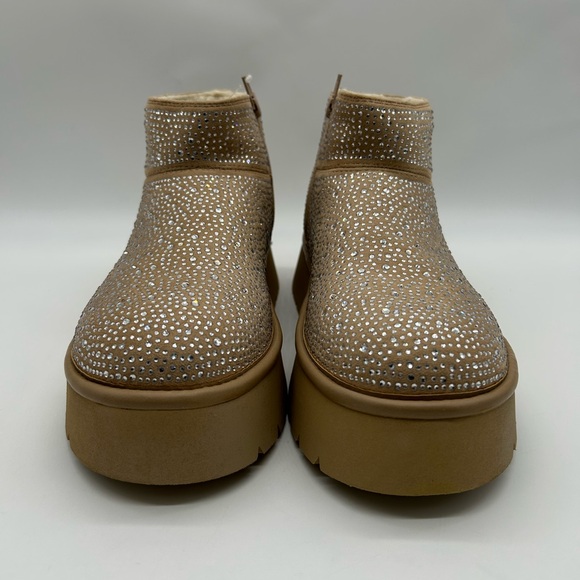 Wild Fable Missy Platform Ankle Boots Beige Rhinestone Vegan Suede Size 10 NIB - Picture 4 of 12